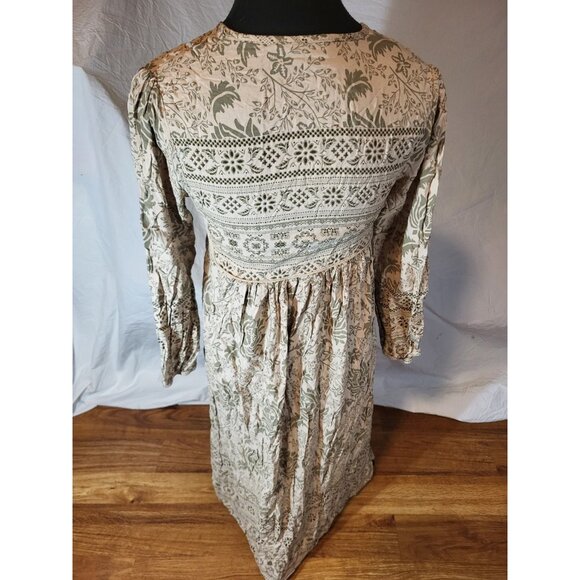 R. Vivimos Women's XS 0/2 Taupe/Green Long Sleeve Dress - Picture 5 of 5